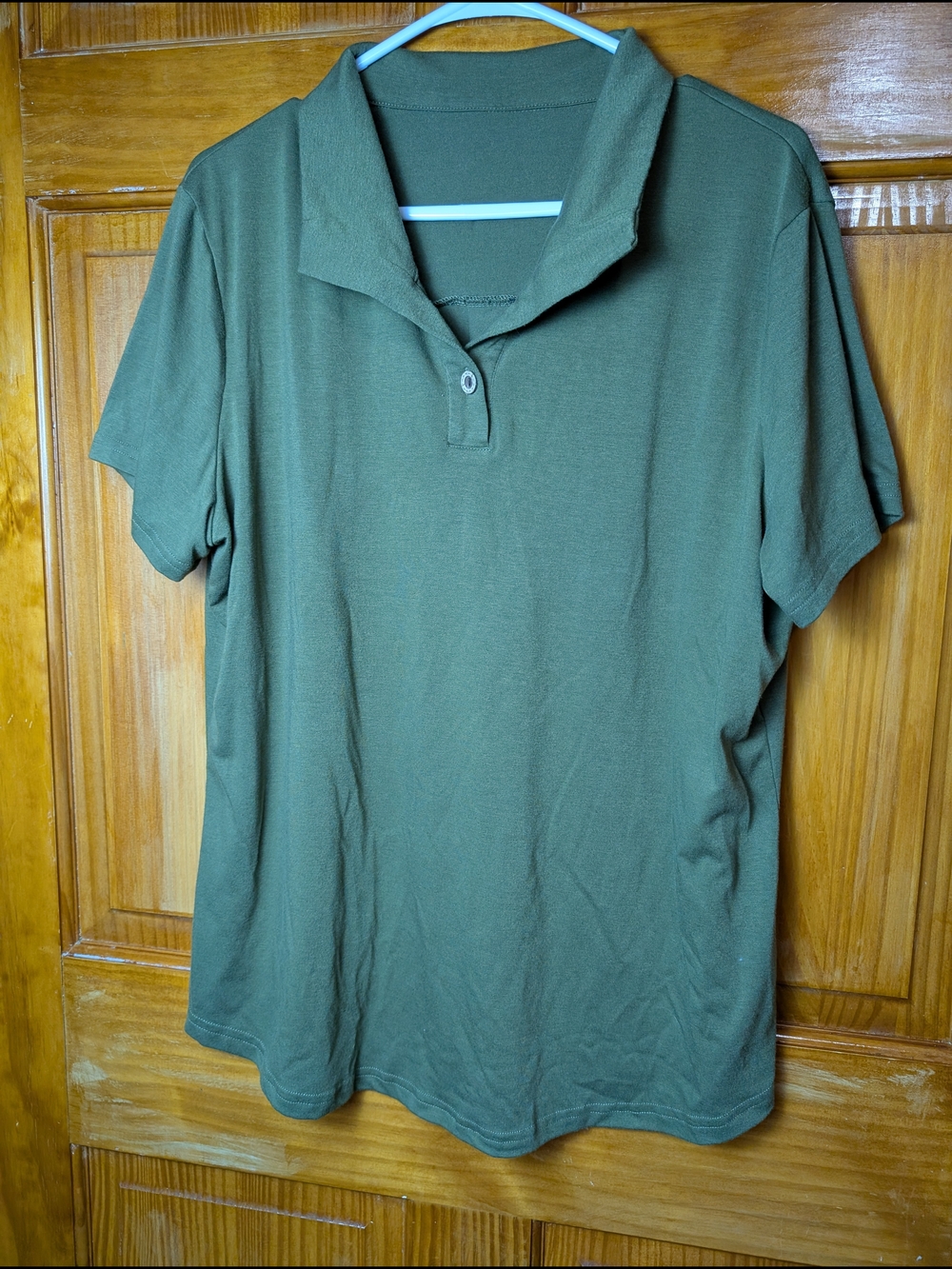 Olive Green Polo Top - Women's Soft Cotton Blend